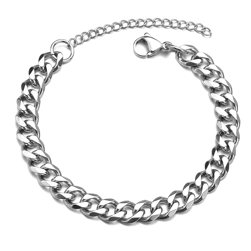 High Quality Stainless Steel Bracelets for Men Blank Color Punk Curb Cuban Link Chain Bracelets on the Hand Jewelry Gifts Trend