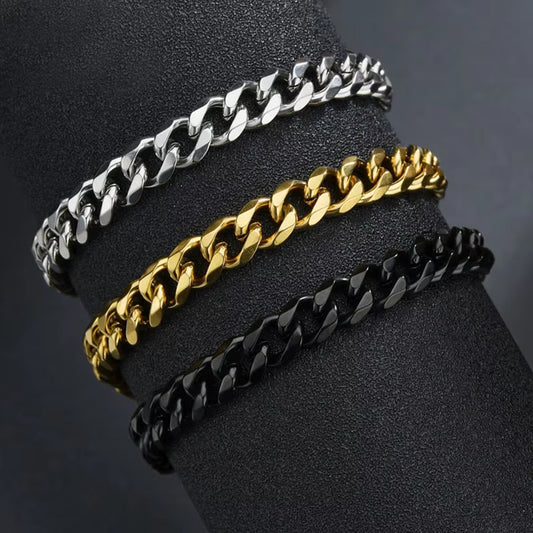 High Quality Stainless Steel Bracelets for Men Blank Color Punk Curb Cuban Link Chain Bracelets on the Hand Jewelry Gifts Trend