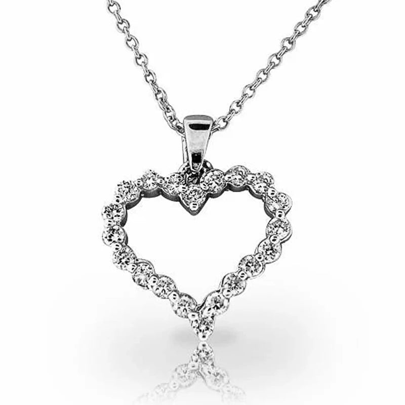 Bling Bling Princess Heart Pendant Necklace Silver Color Romantic Wedding Engagement Necklaces Trendy Jewelry for Women