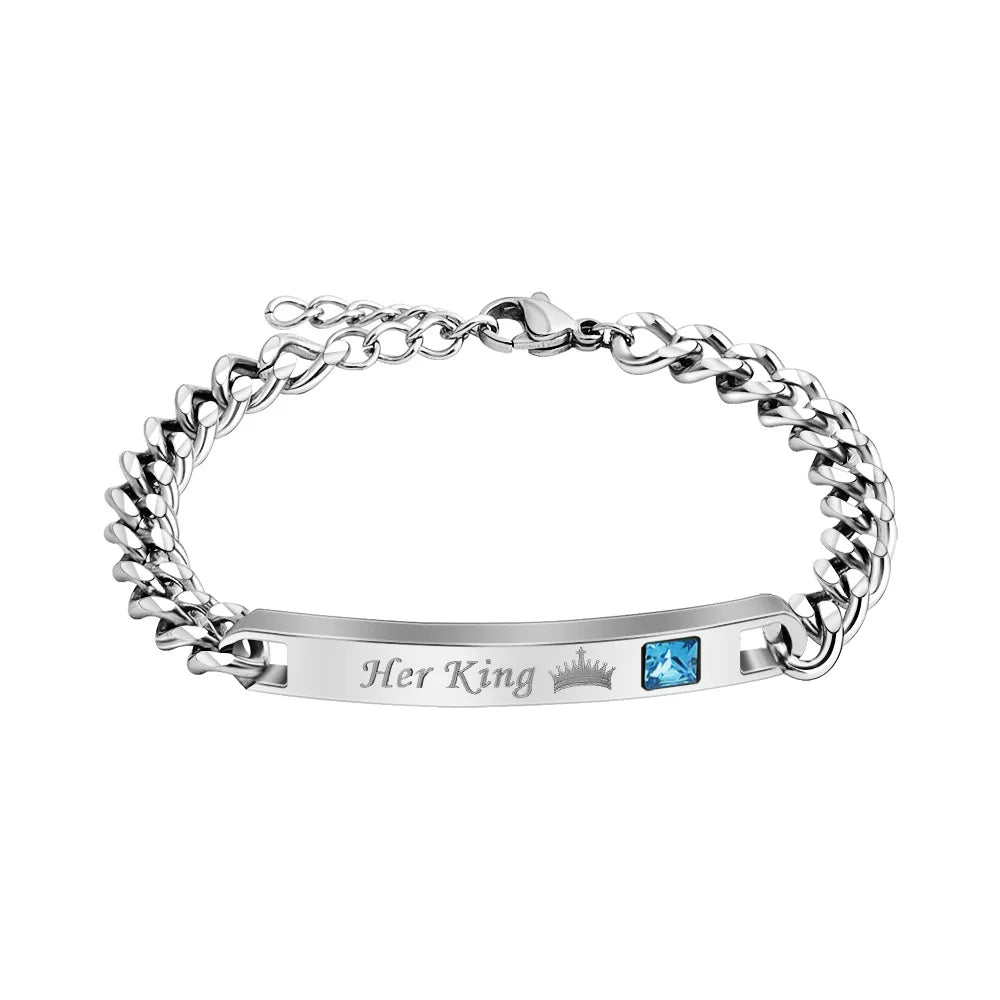 Love Bangle Men and Women Couple Bracelets Her King His Queen Charm Wrist Chain Valentine'S Gift in Clearance Price