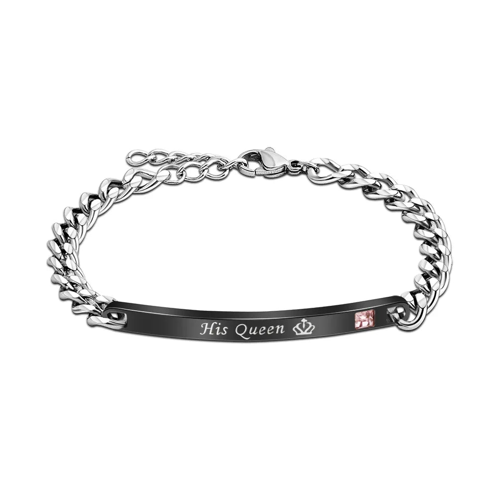 Love Bangle Men and Women Couple Bracelets Her King His Queen Charm Wrist Chain Valentine'S Gift in Clearance Price