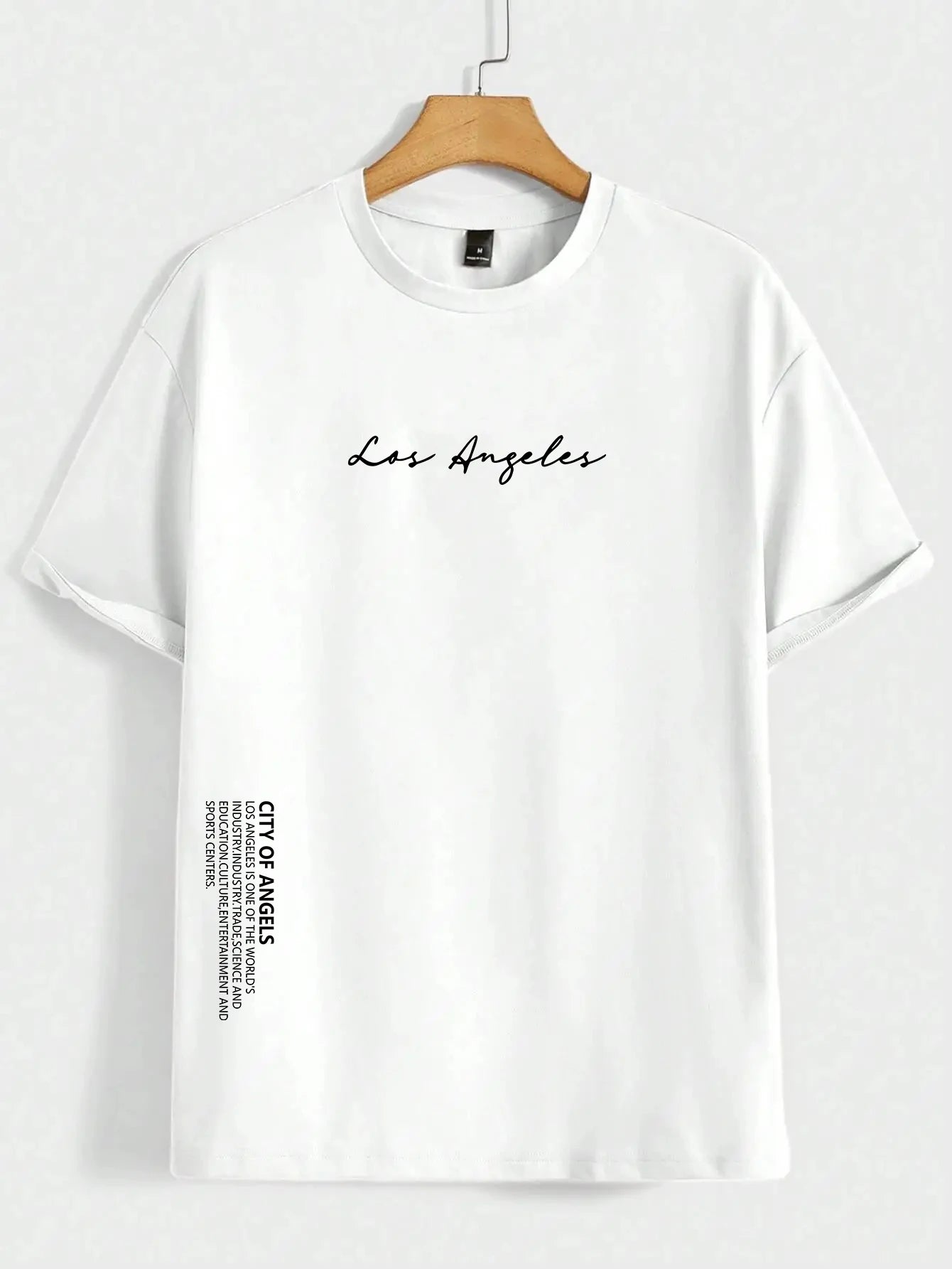 Los Angeles City of Angels Letter Graphic T-Shirts Men Breathable Tees Summer Cotton Tshirt Hip Hop Loose Oversized T-Shirt